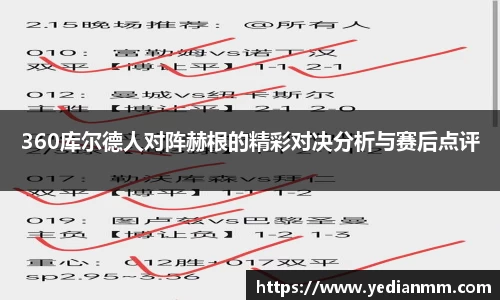 360库尔德人对阵赫根的精彩对决分析与赛后点评